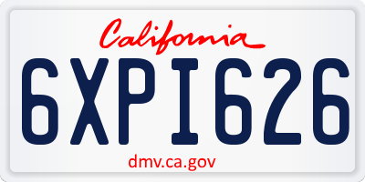CA license plate 6XPI626