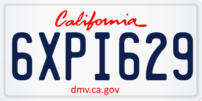 CA license plate 6XPI629