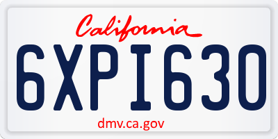 CA license plate 6XPI630