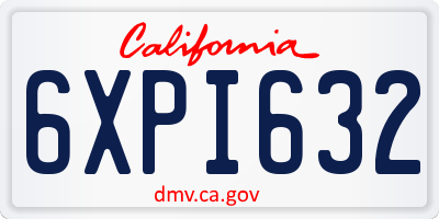 CA license plate 6XPI632