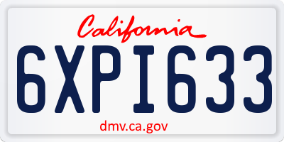 CA license plate 6XPI633