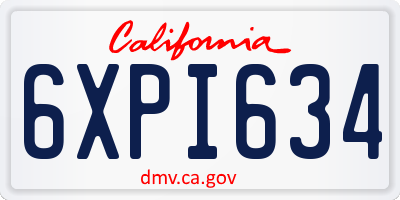 CA license plate 6XPI634