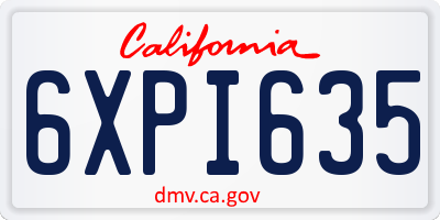 CA license plate 6XPI635