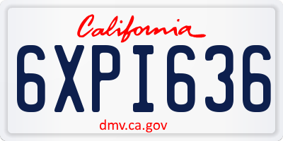 CA license plate 6XPI636