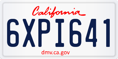 CA license plate 6XPI641