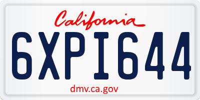 CA license plate 6XPI644
