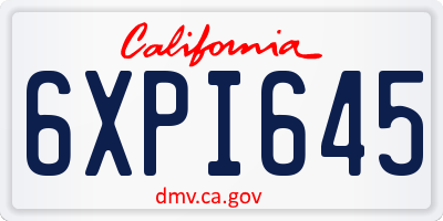 CA license plate 6XPI645