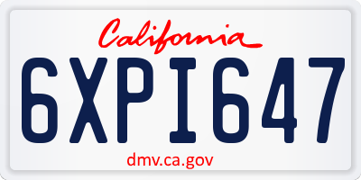 CA license plate 6XPI647