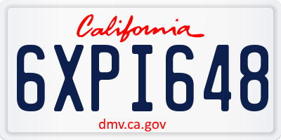 CA license plate 6XPI648