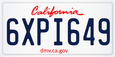 CA license plate 6XPI649