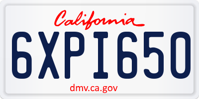 CA license plate 6XPI650