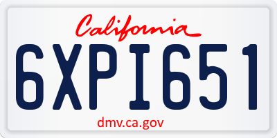 CA license plate 6XPI651