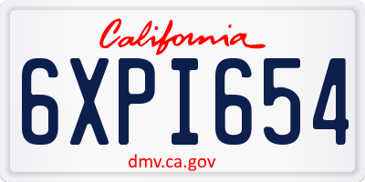 CA license plate 6XPI654