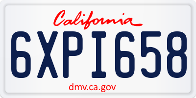 CA license plate 6XPI658