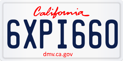 CA license plate 6XPI660