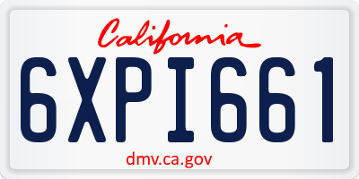 CA license plate 6XPI661