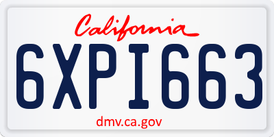 CA license plate 6XPI663