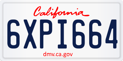 CA license plate 6XPI664