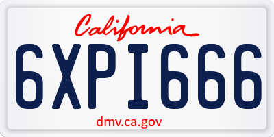 CA license plate 6XPI666