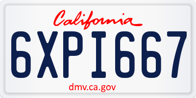 CA license plate 6XPI667