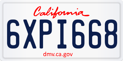 CA license plate 6XPI668