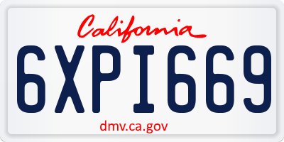 CA license plate 6XPI669