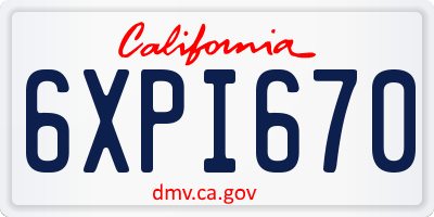 CA license plate 6XPI670