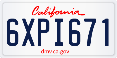 CA license plate 6XPI671
