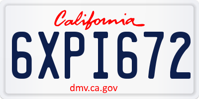 CA license plate 6XPI672