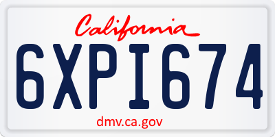 CA license plate 6XPI674