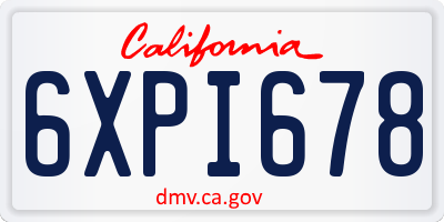 CA license plate 6XPI678