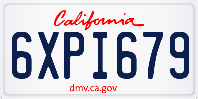 CA license plate 6XPI679