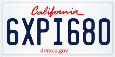 CA license plate 6XPI680