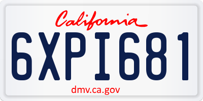CA license plate 6XPI681