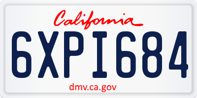 CA license plate 6XPI684
