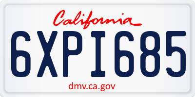 CA license plate 6XPI685