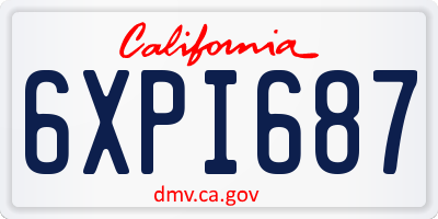 CA license plate 6XPI687