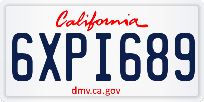 CA license plate 6XPI689