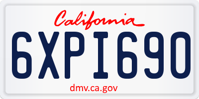 CA license plate 6XPI690