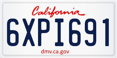 CA license plate 6XPI691