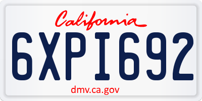 CA license plate 6XPI692