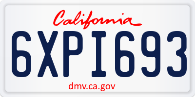 CA license plate 6XPI693