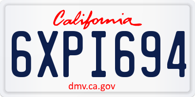 CA license plate 6XPI694