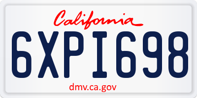 CA license plate 6XPI698