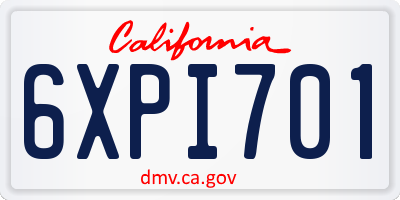 CA license plate 6XPI701