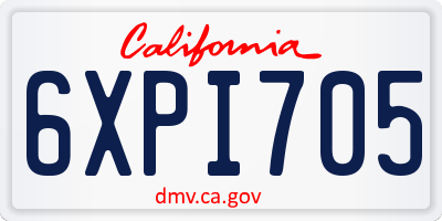 CA license plate 6XPI705