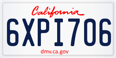 CA license plate 6XPI706