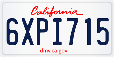 CA license plate 6XPI715
