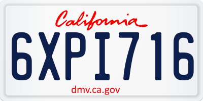 CA license plate 6XPI716