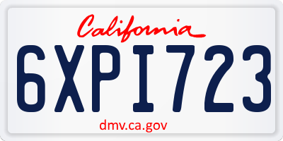 CA license plate 6XPI723